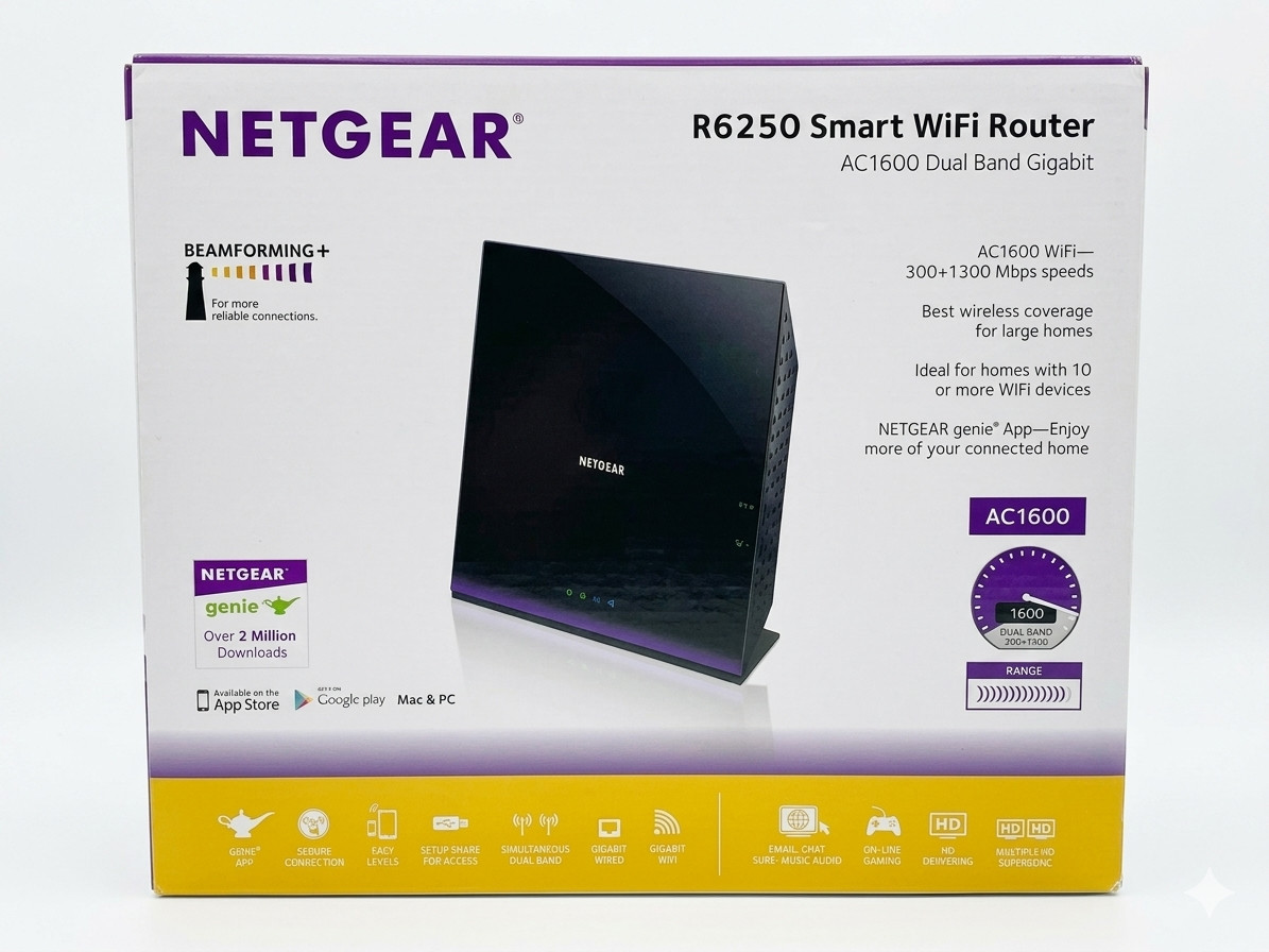 NETGEAR R6250-100NAS AC1600 Dual-Band Gigabit Smart WiFi Router