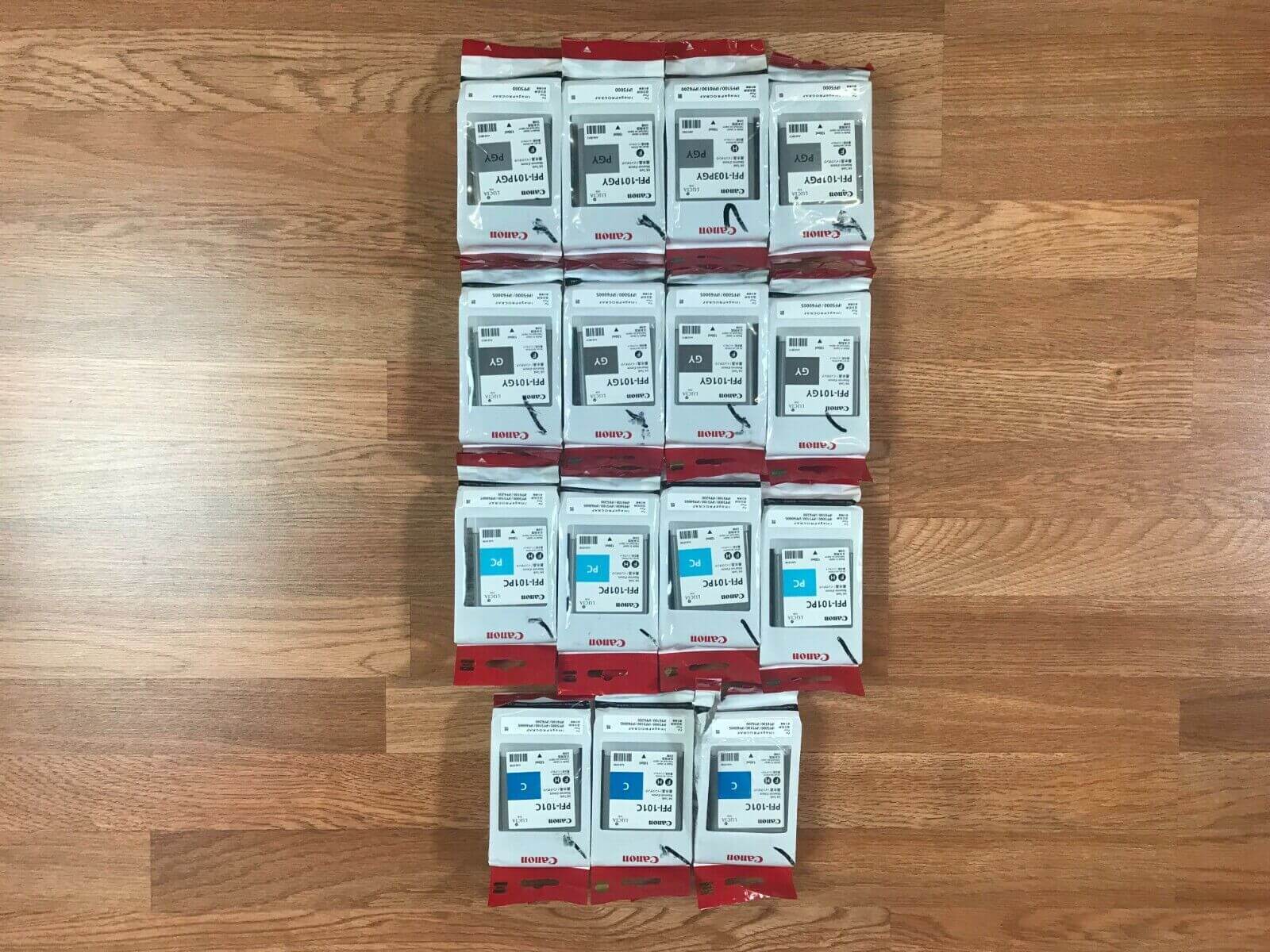 15 Canon PFI-101 C, PC, GY, PGY For iPF5000 EXP. 2015-16 Same Day Shipping