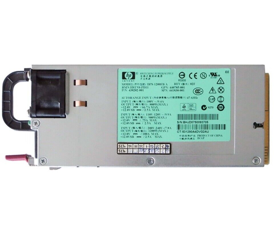 HP 1200W Power Supply DPS-1200FB A HSTSN-PL12 HSTNS-PD11 441830-001 438202-002