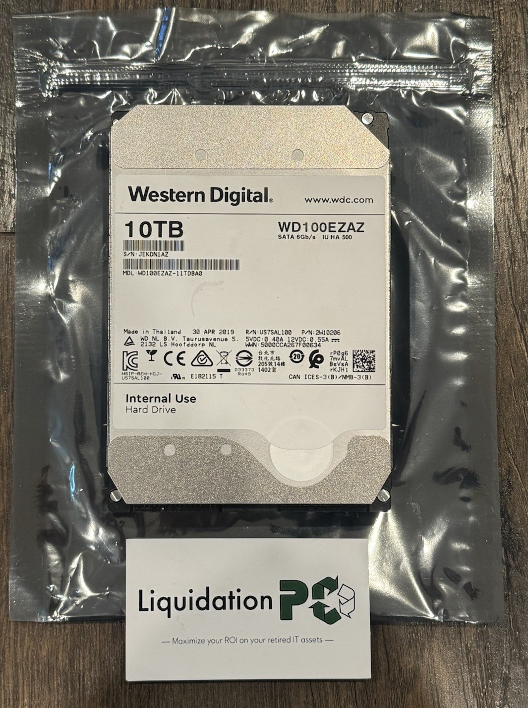 ✅ Western Digital 10TB 5400RPM SATA 6Gb/s 3.5in 256MB HDD WD100EZAZ TESTED