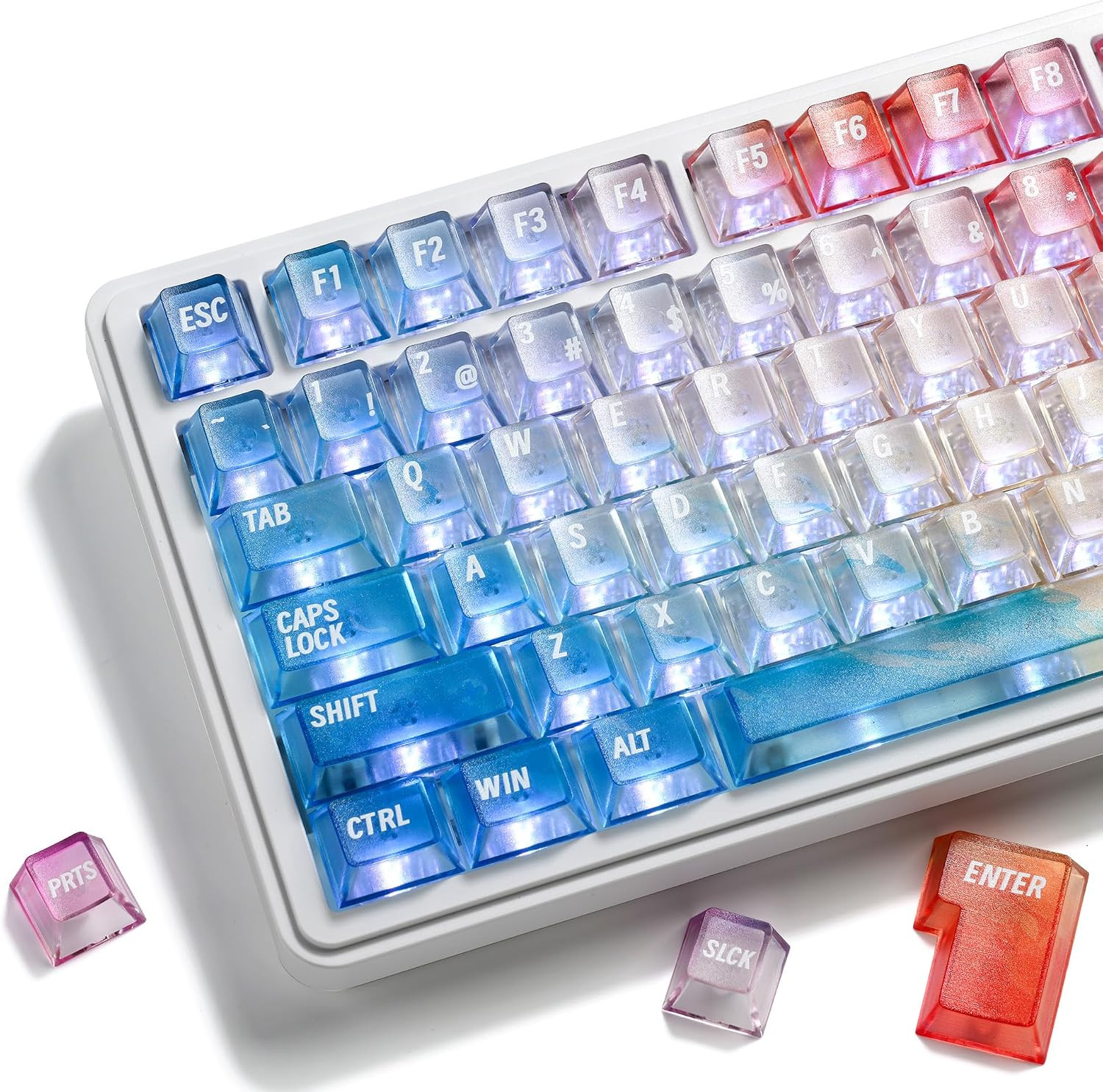 XVX Colorful Clear Keycaps, Transparent Keyboard Keycaps 60 75 100 Percent, 119
