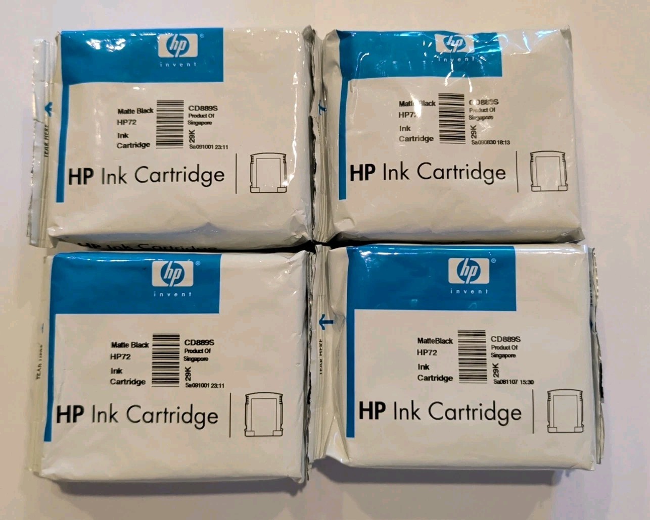 Matte Black GENUINE HP 72 DesignJet Ink Cartridges Lot of 4 SEALED 