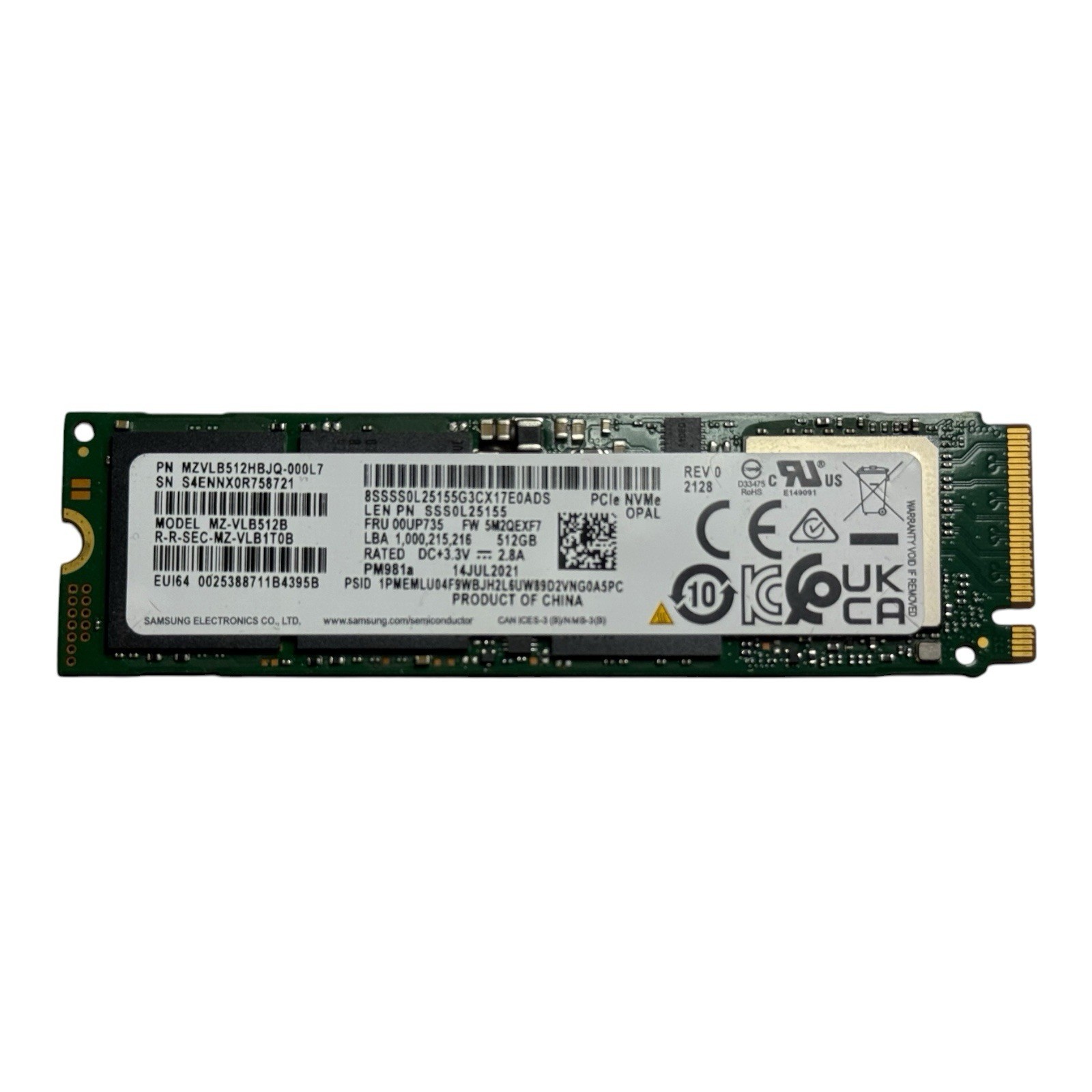 Samsung SSD PM981a MZ-VLB512B NVMe 512GB M.2 2280 Solid State Drive