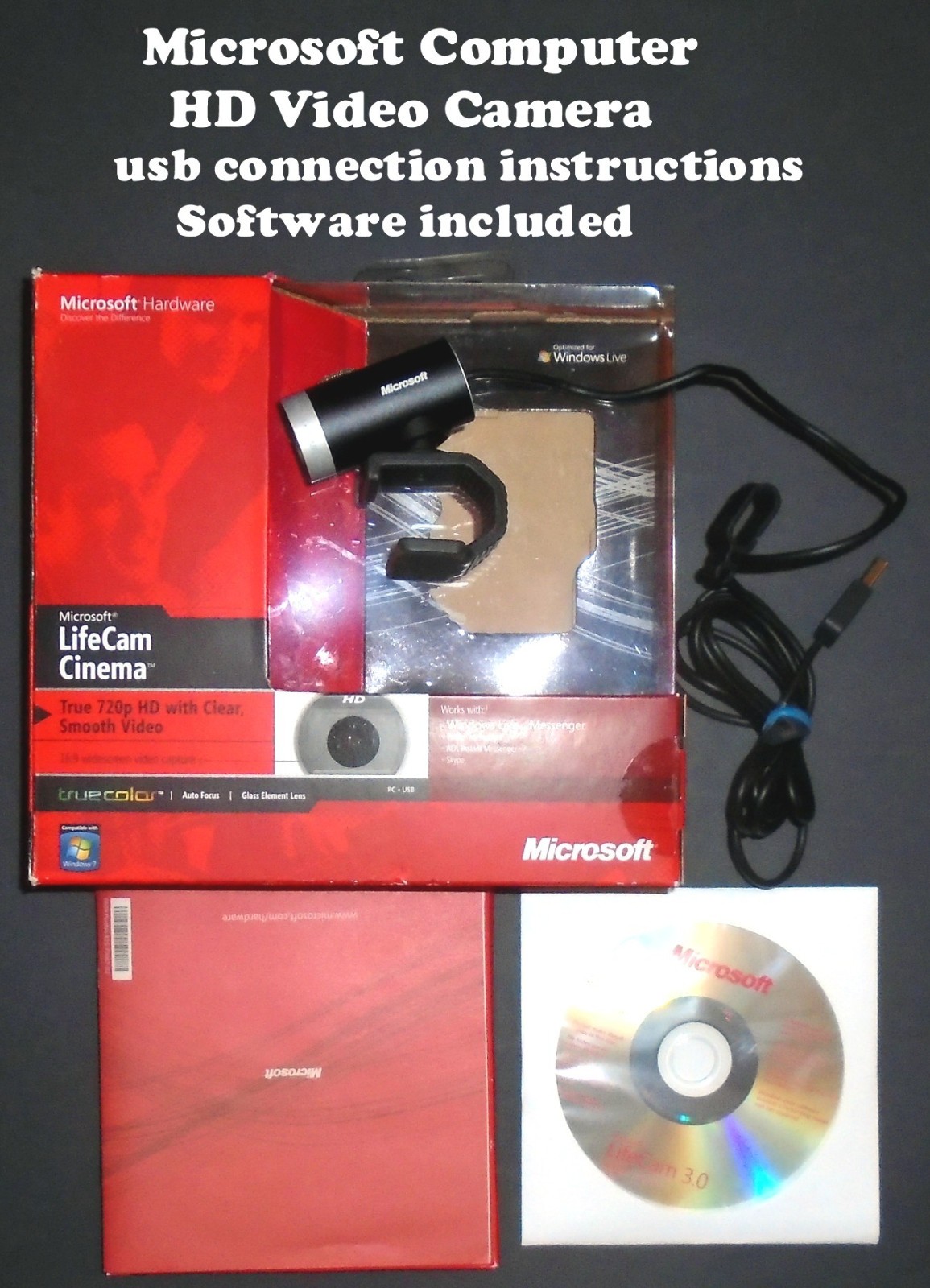 Microsoft Life Cam Cinema H5D00001 Model #1393 Web Camera Windows Live Open Box