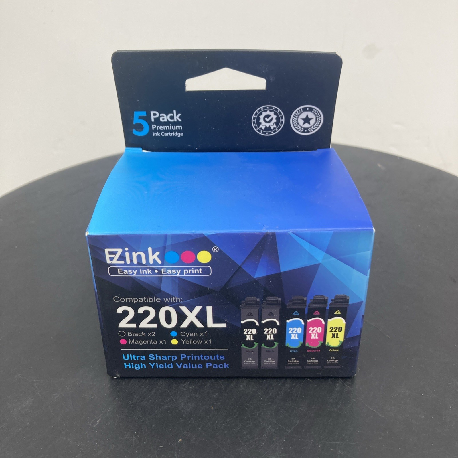 EZink 220XL 5 Pack Sealed- Black  x2, Cyan x1, Magenta x1, Yellow x1  10/2026