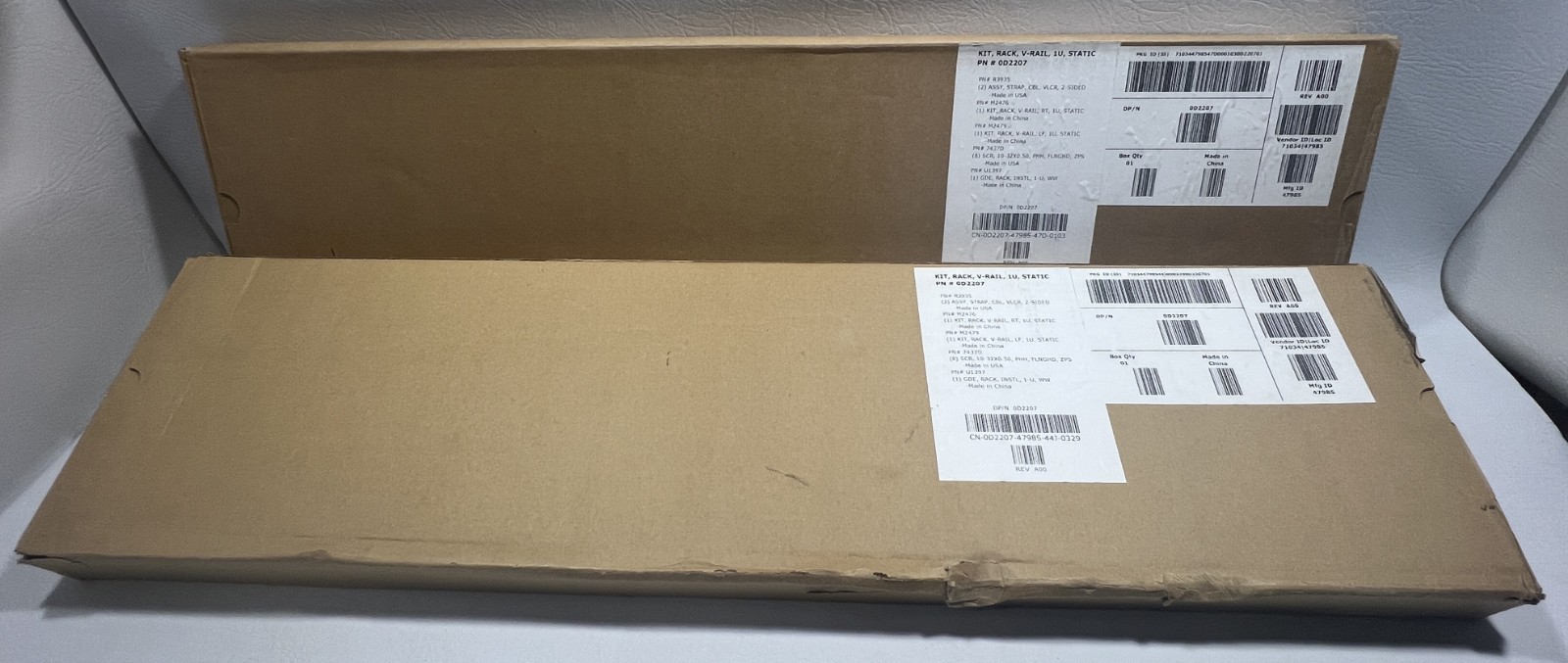 Lot Of 2 Dell 0D2207 1U Static V-Rail Rack Mount Kit for PowerEdge Servers - New