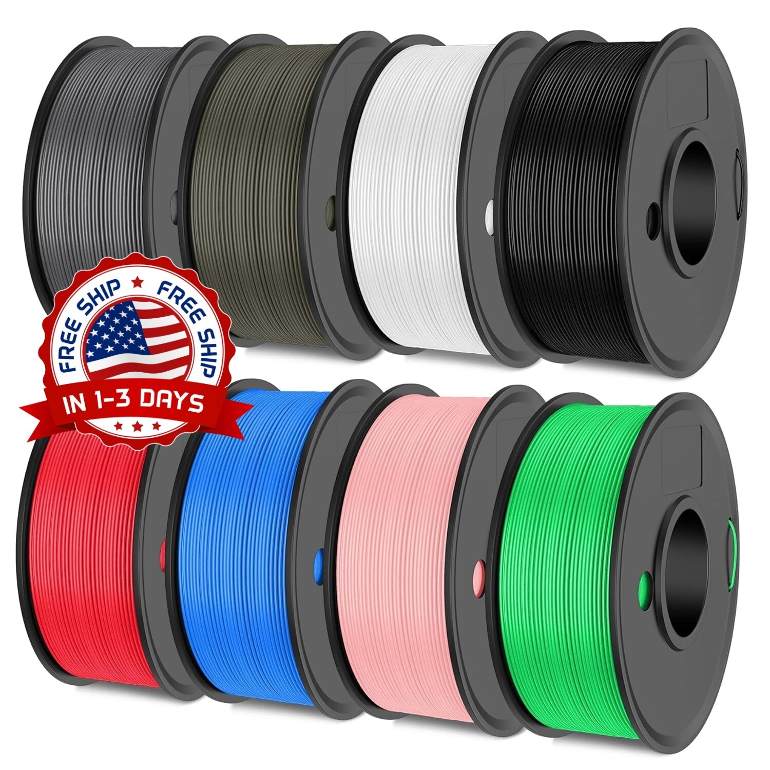 Paquete de filamentos para impresora 3D, PLA, 1,75 mm, multicolor, mate US NUEVO