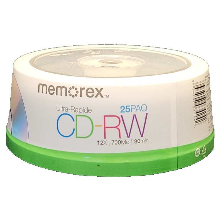 Memorex CD-RW 25 Pack 12X 700MB 80 Min Rewritable Blank Discs New Sealed