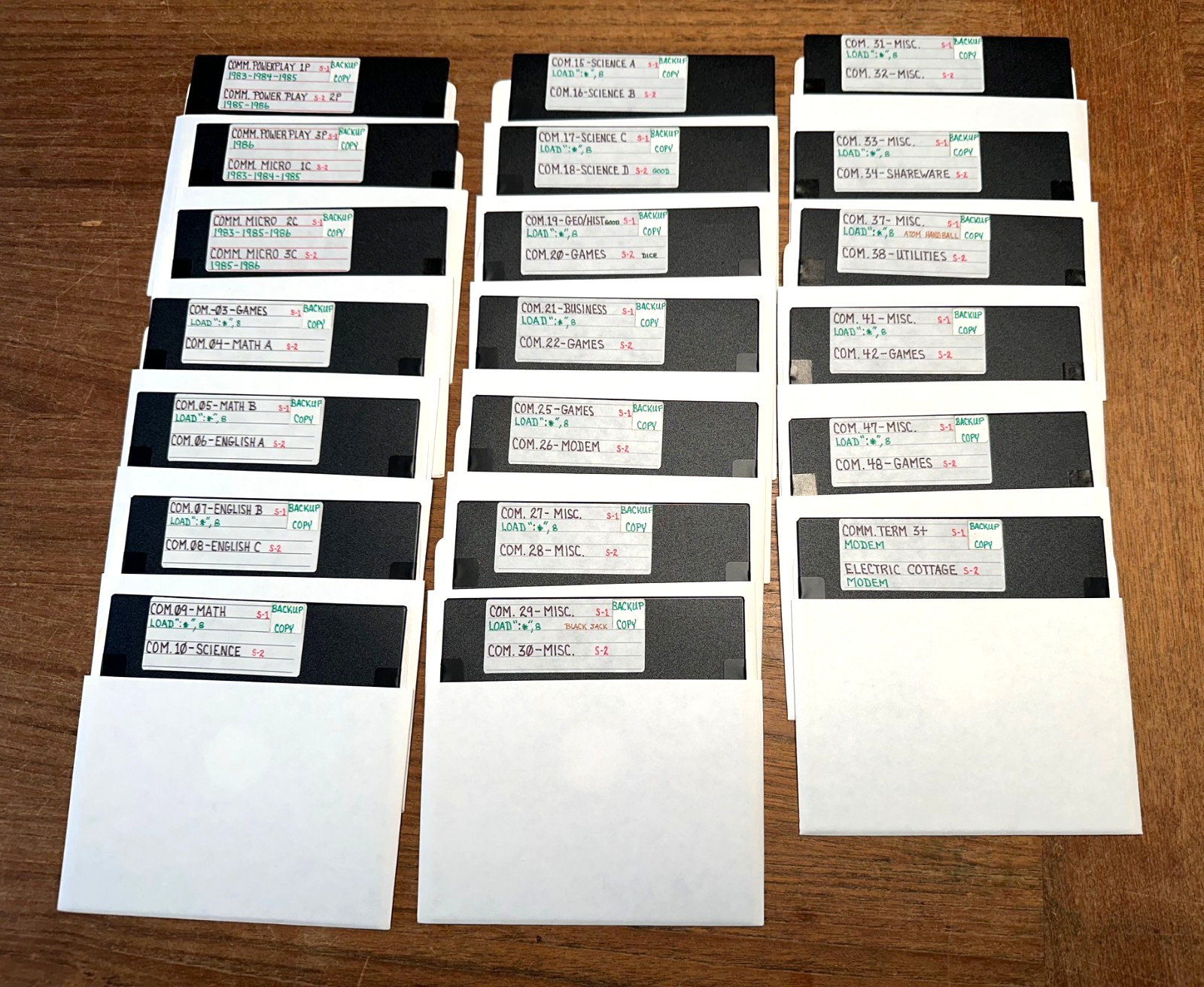 COMMODORE 64 128 Floppy Disc Lot of 20 Various Titles Vintage Software In Sleeve