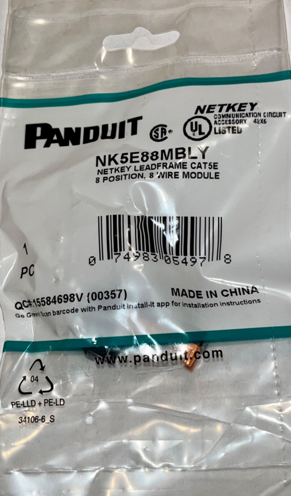 PANDUIT NETKEY Category 5E Jack NK5E88MBLY Module Black (Lot of 20)