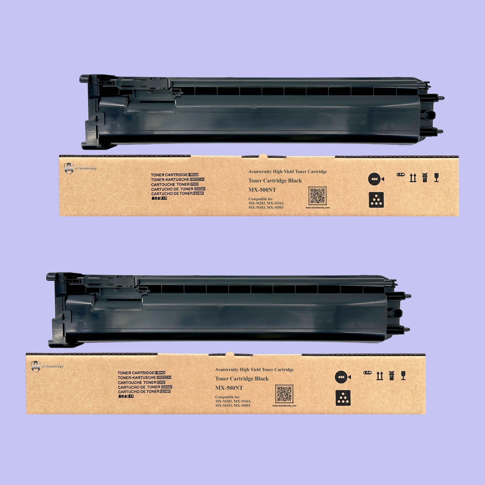 Compatible Sharp MX-500NT MX500NT Black Toner Cartridge, 2 Packs of Black