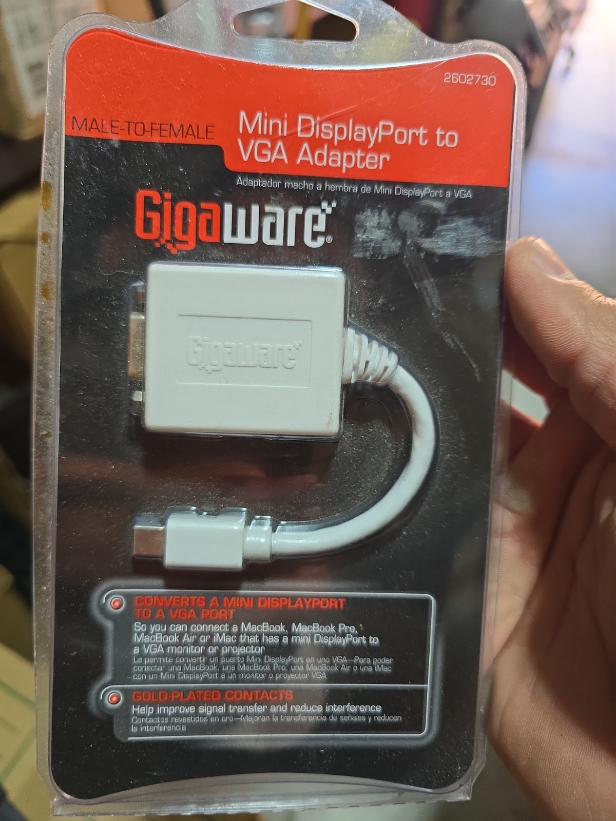 GigaWare Mini Display Port (macbook) to VGA Adapter, Male-To-Female 2602730 8B