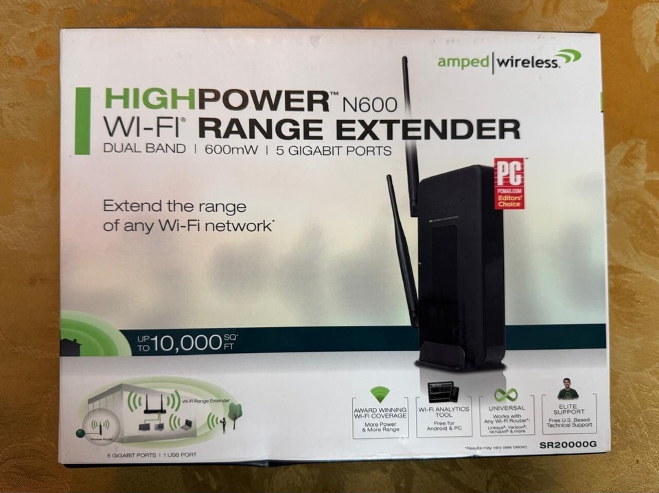 Amped Wireless High Power Wireless-N 600mW Gigabit Dual Band Range Extender JT