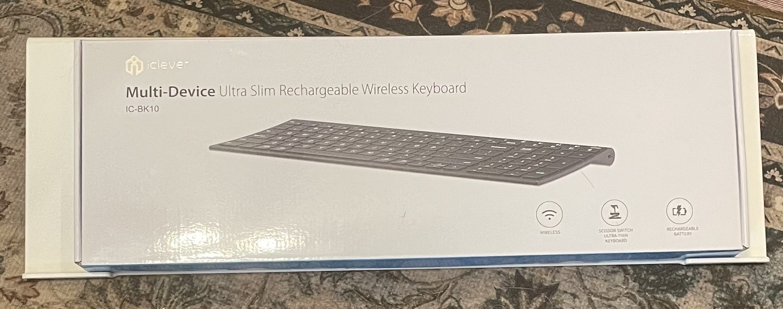 iClever IC-BK10  Multi Device Ultra Slim Rechargeable Wireless Keyboard - New