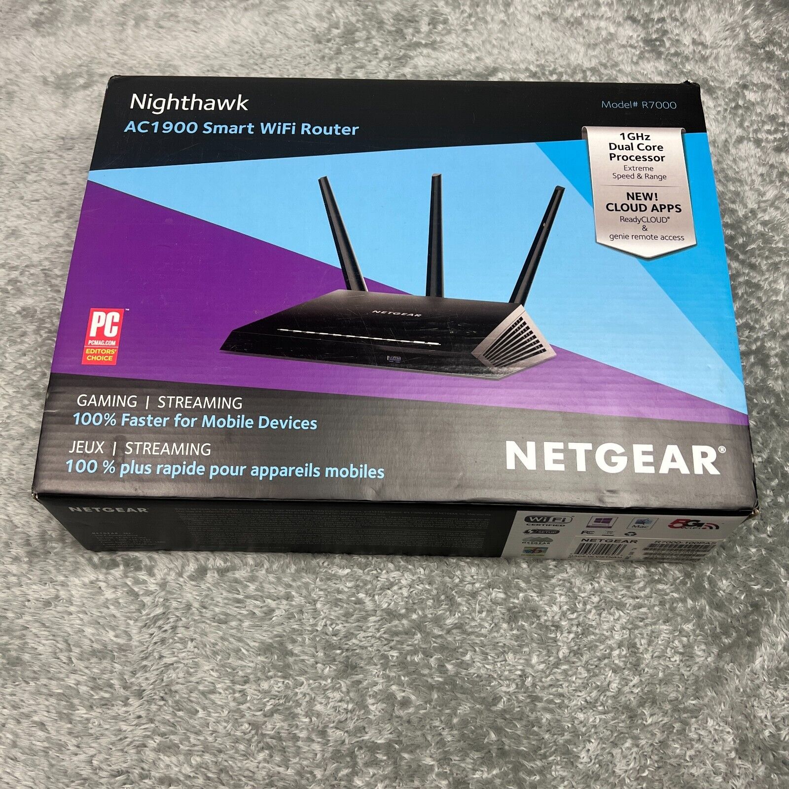 NETGEAR R7000 Nighthawk AC1900 Smart WiFi Router Complete in Box