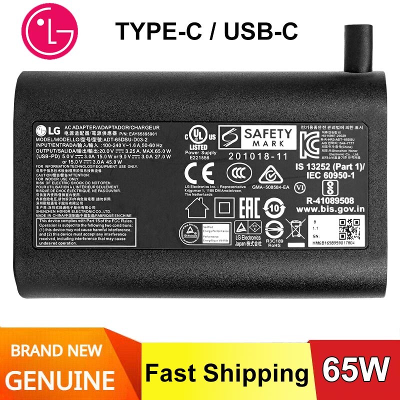 New Original 65W USB-C LG EAD62565305 EAY65895901 EAY65895911 Adapter Charger  