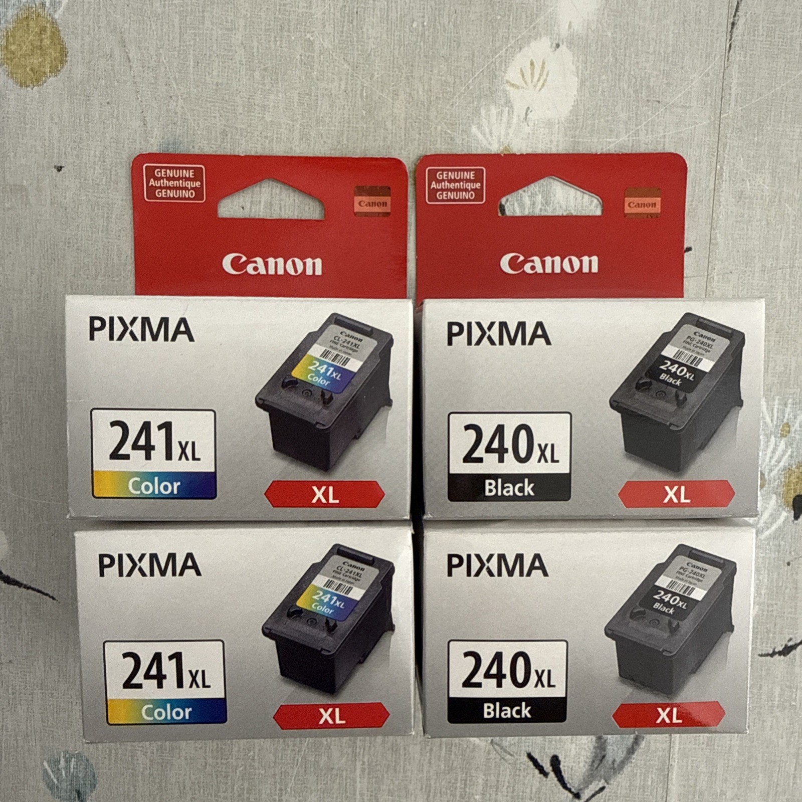 Lot of 4 Genuine Canon Pixma 240XL, 241XL  Black + Color Cartridge NEW SEALED