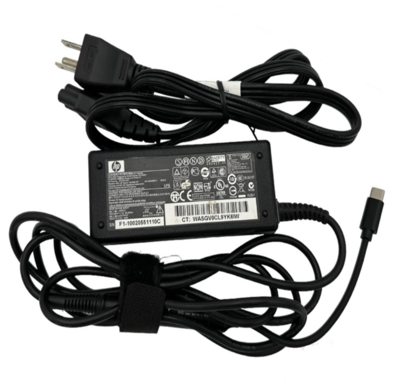 Genuine HP USB-C Type C 65W Slim Travel Laptop AC Adapter Charger Power Supply