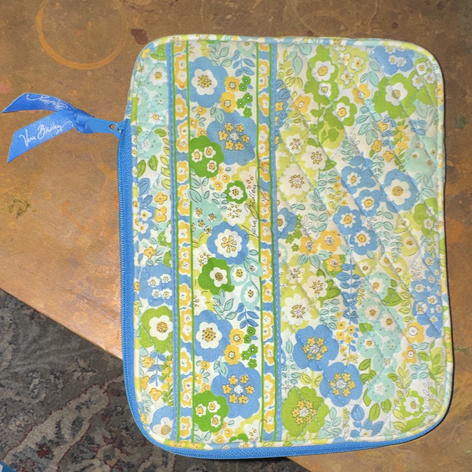 Vera Bradley Padded Cotton Floral Zip iPad mini/Kindle Case Blue Green Yellow