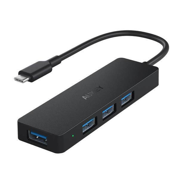 Aukey USB-C to 4 Port USB 3.0 Hub Ultra Slim Black CBC64  c