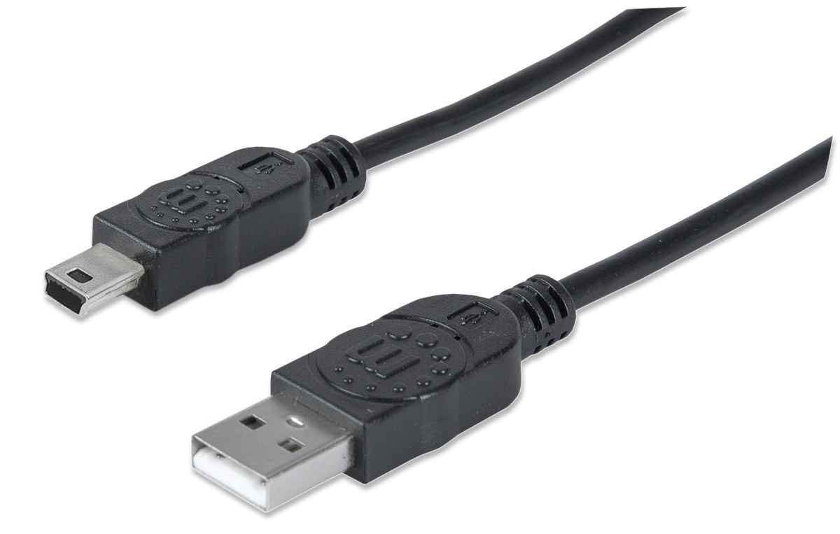 Manhattan 6-Feet Hi-Speed USB Device Cable A Male/Mini-B Male, Black (333375)