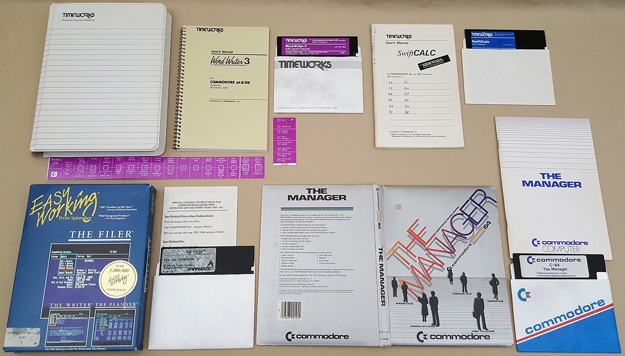 WORD WRITER 3 SWIFTCALC THE FILER THE MANAGER Timeworks CBM fo Commodore 64 128D