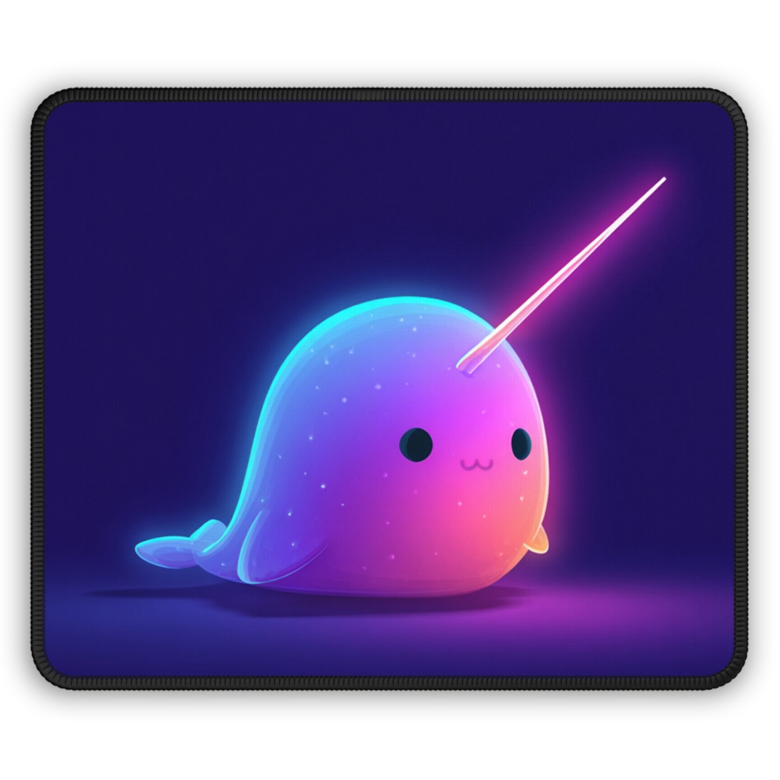 Kawaii Neon Narwhal Gaming Mouse Pad | Cute Pink Blue Arcade
