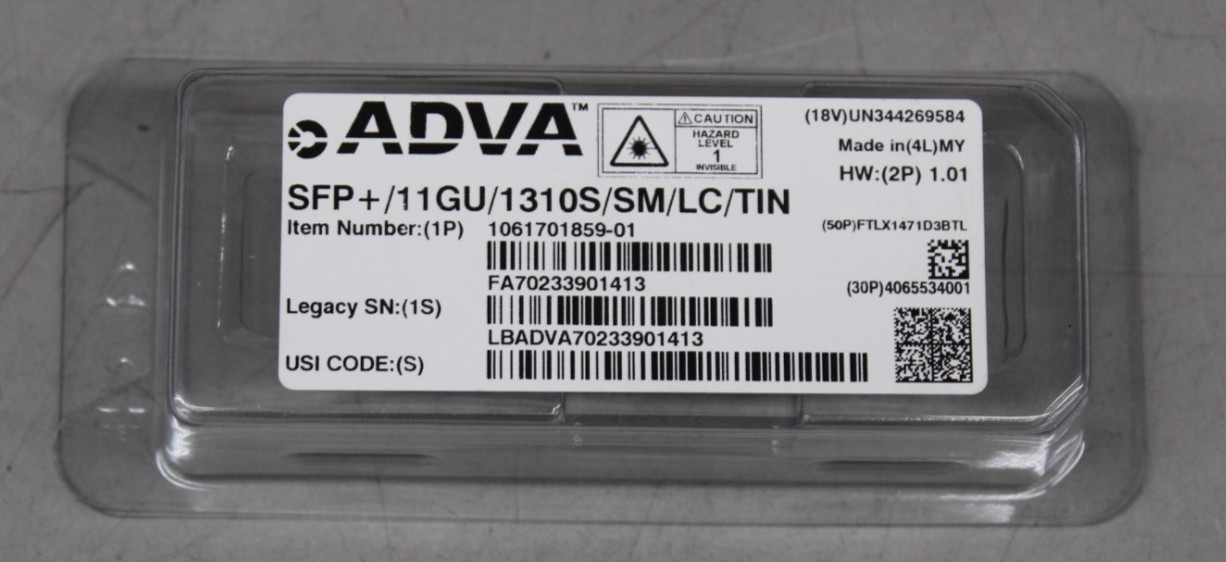New ADVA 1061701859-01 SFP+/11GU/1310S/SM/LC/TIN Transceiver Module