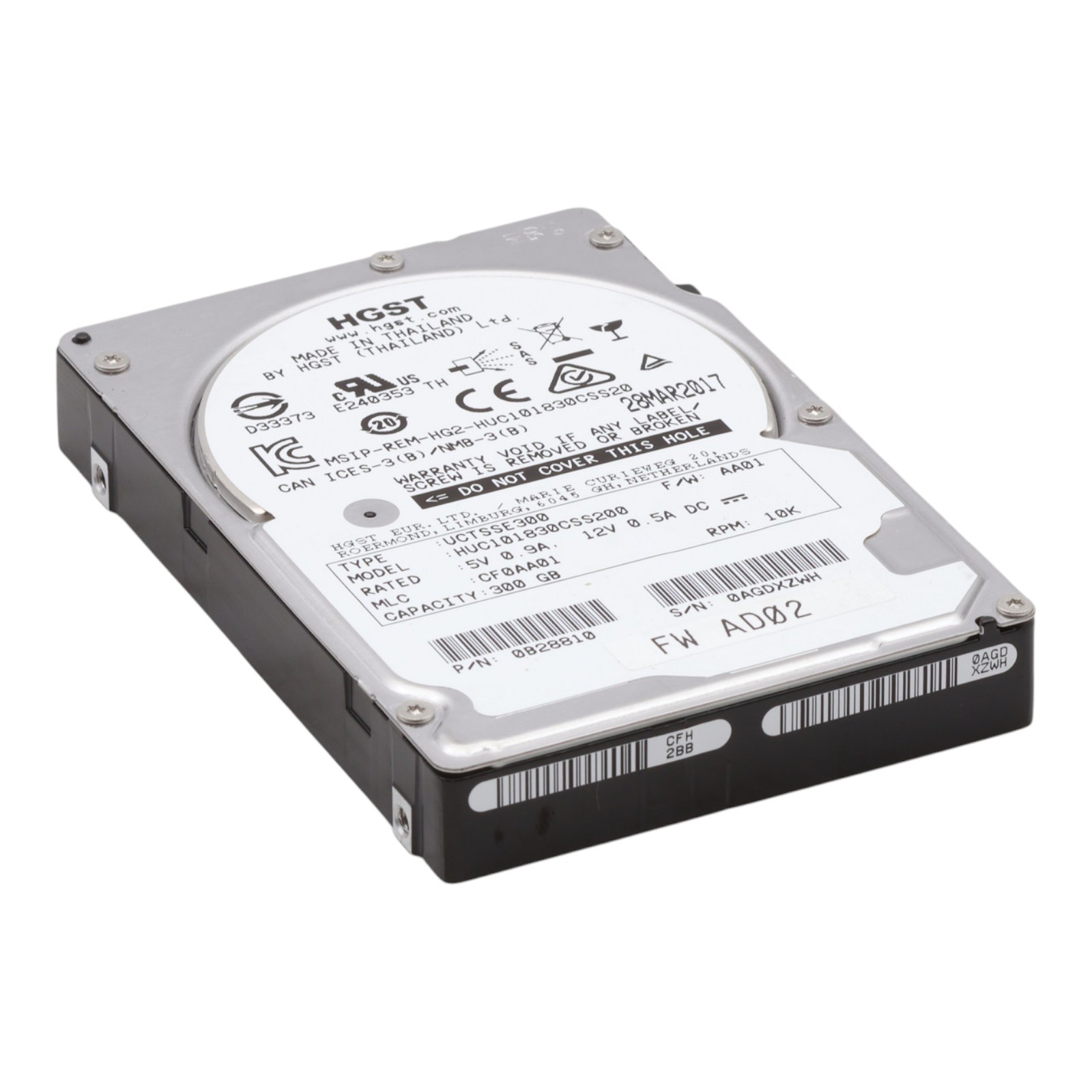 HGST Ultrastar 300GB SAS-3 12Gb/s 10,000RPM 128MB HUC101830CSS200 2.5" HDD