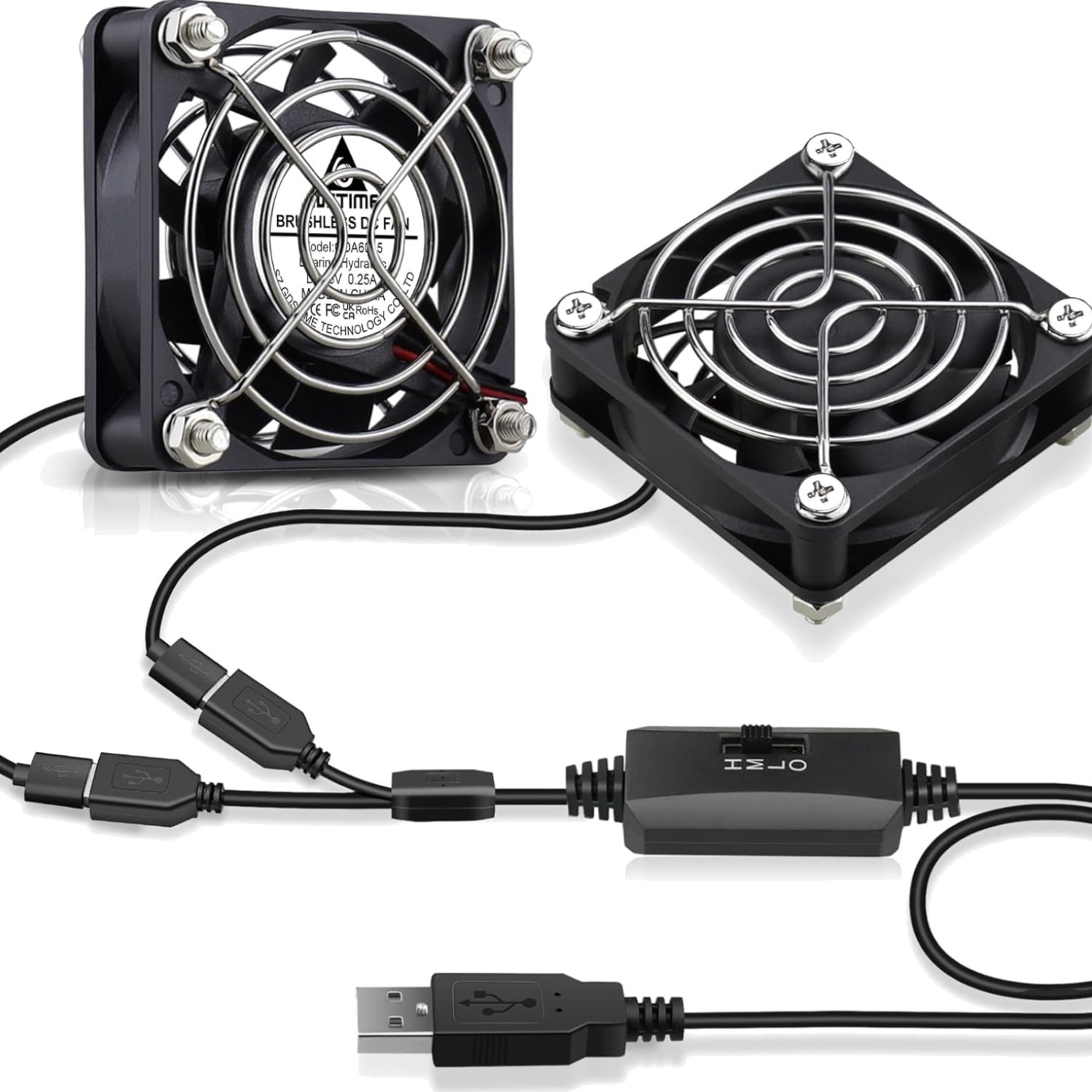 2-Pack 60mm x 15mm USB Fan with 3 Speed Control, 5V Brushless DC Cooling Fans...