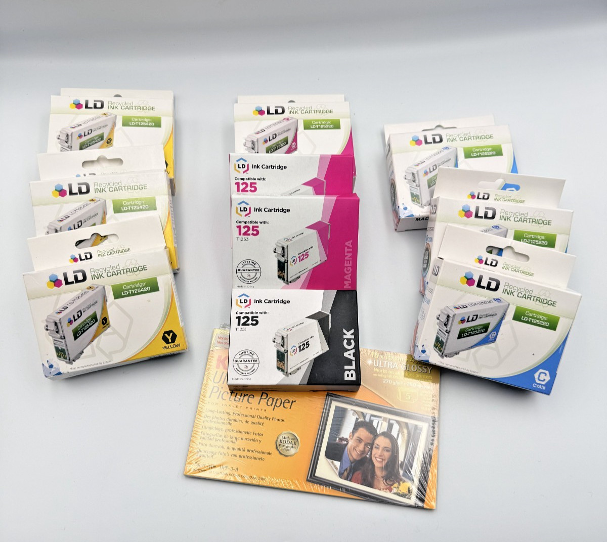 (lot of 10) LD Ink Cartridges for Epson 125 T125 : yellow, magenta, cyan, black
