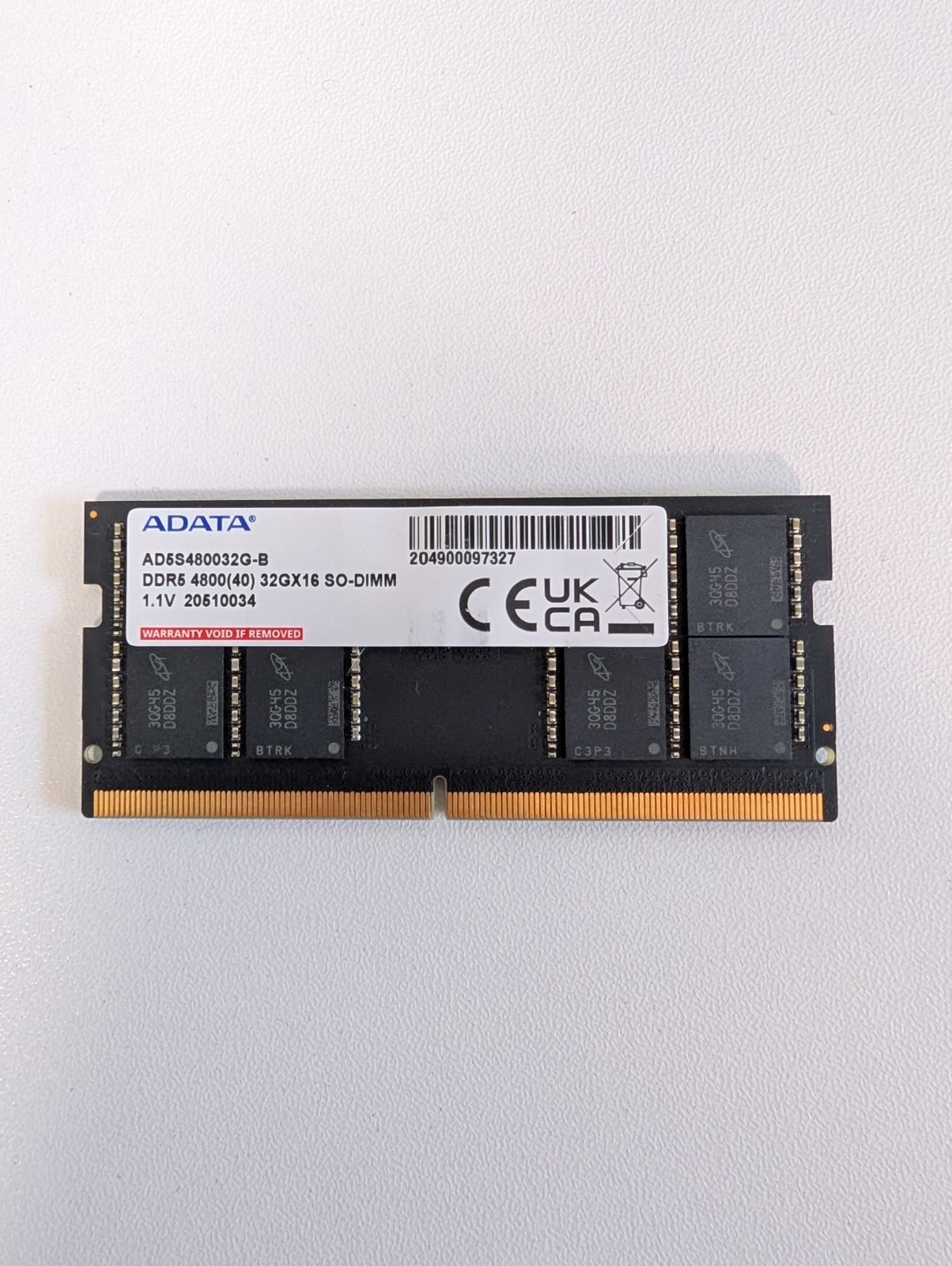 ADATA 32GB 1x32GB DDR5 4800 CL40 SO-DIMM Laptop Memory RAM