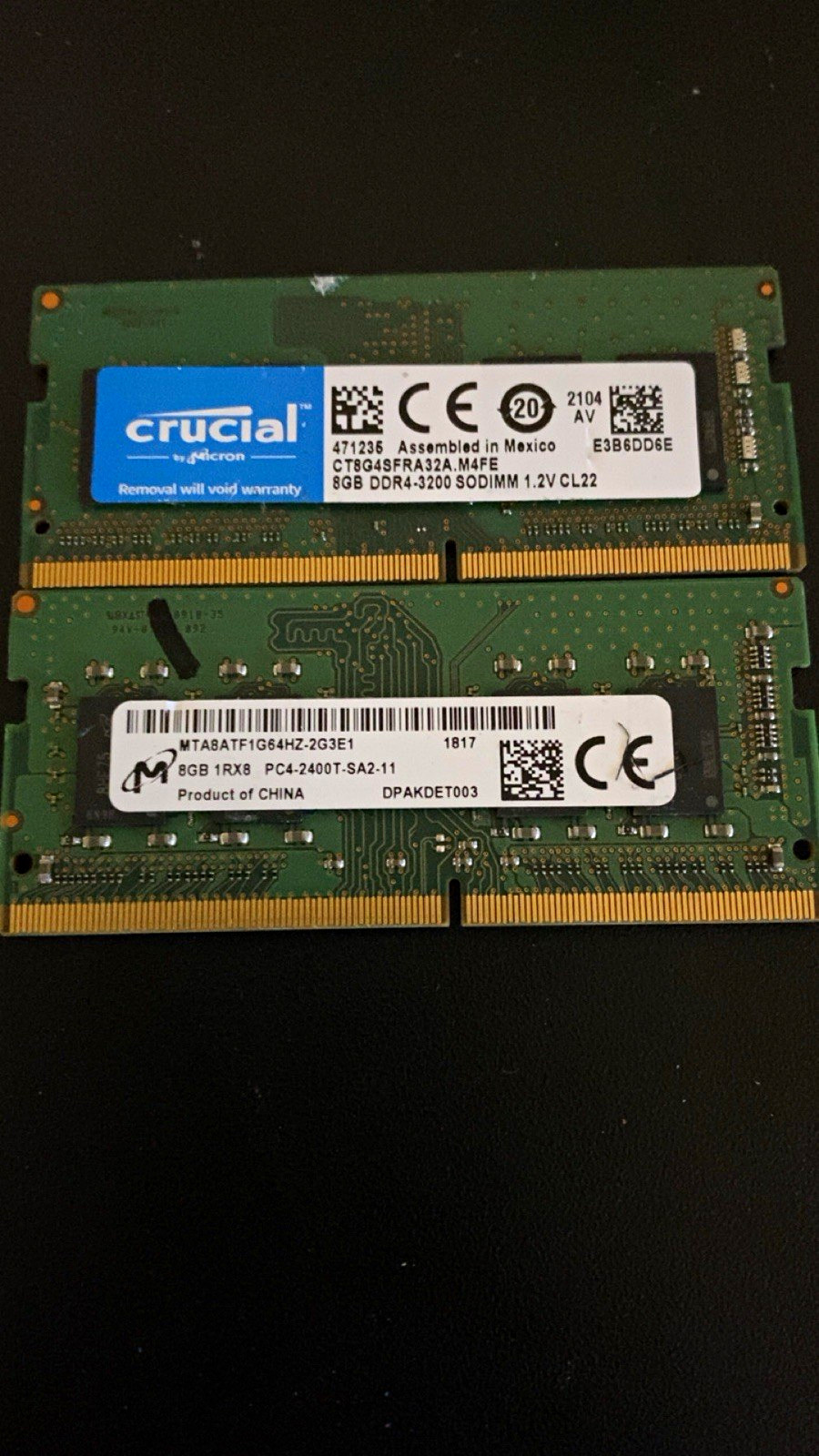 16gb(2x8gb) mixed brands and speeds. Both tested