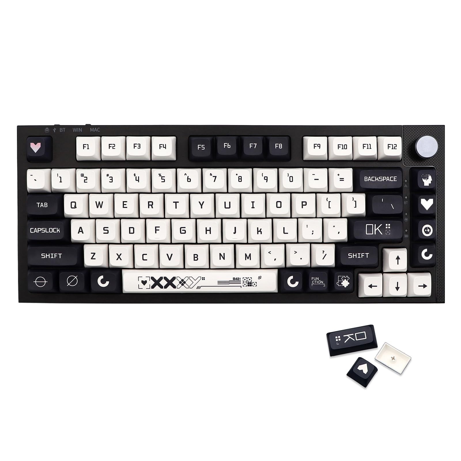 Key Caps Profile Black and White Keycaps 128 Keys Pattern Set Theme Keycaps