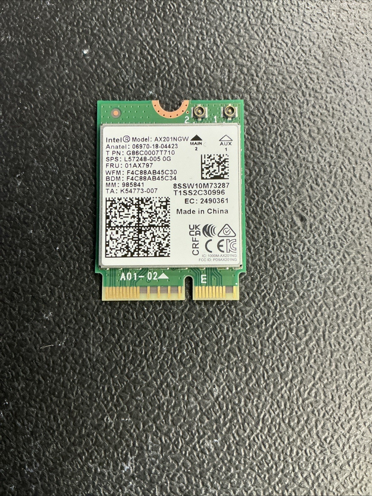 Intel AX201NGW NGFF E-key Wi-Fi 6 Bluetooth 5.2 card