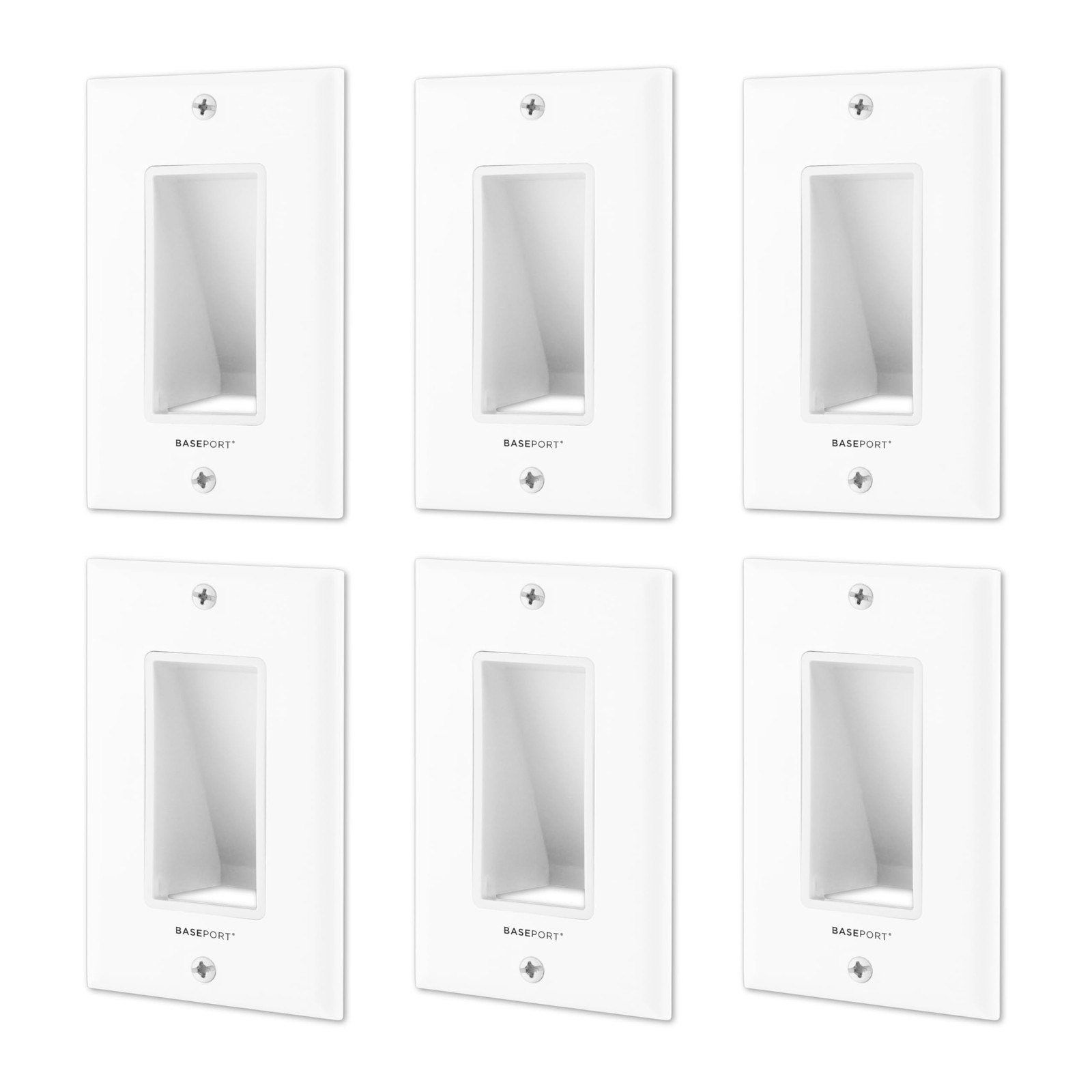 6 Pack Recessed Low Voltage Cable Pass Through Wall Plates TV Cord Management