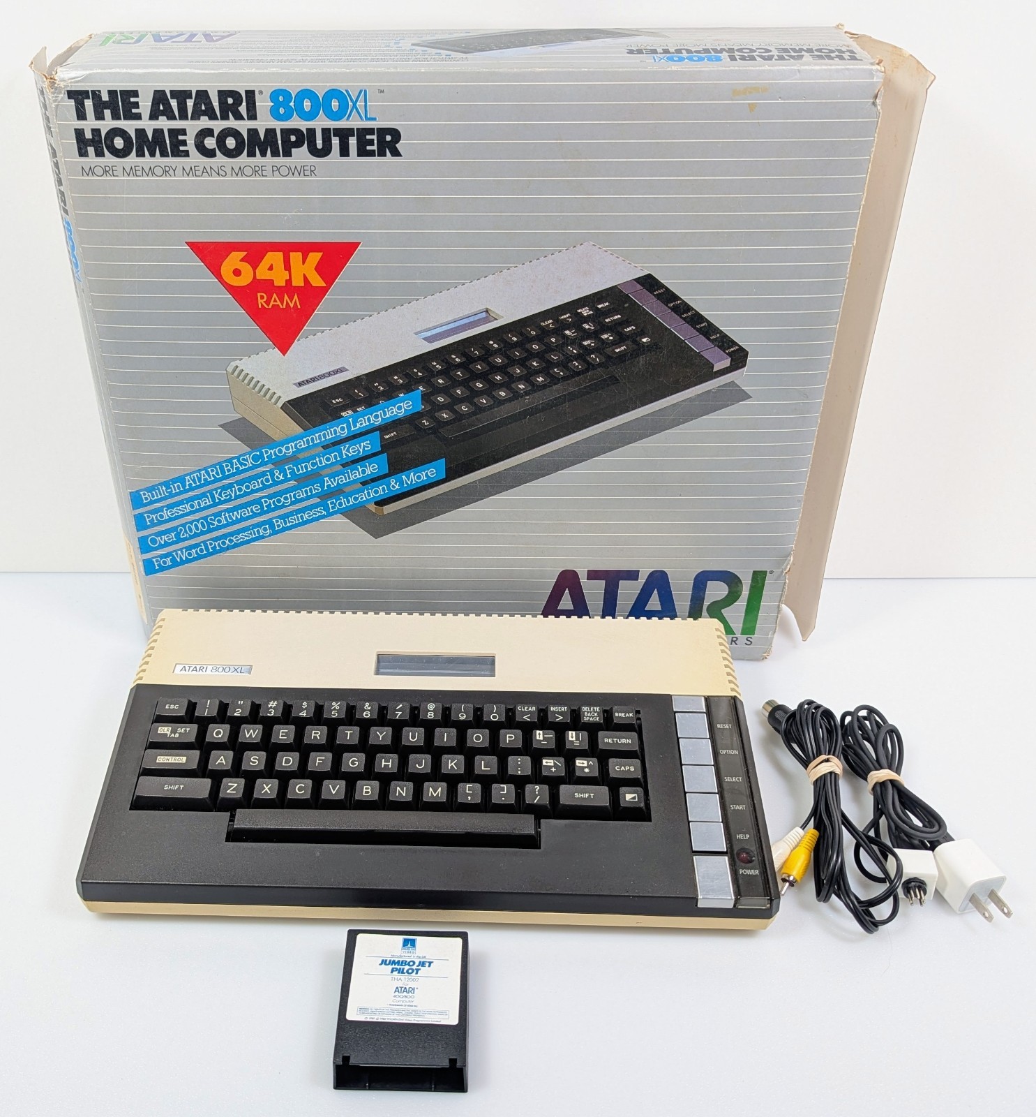 Atari 800XL 8-bit Computer w/ Box & Jumbo Jet Pilot - Read Description 