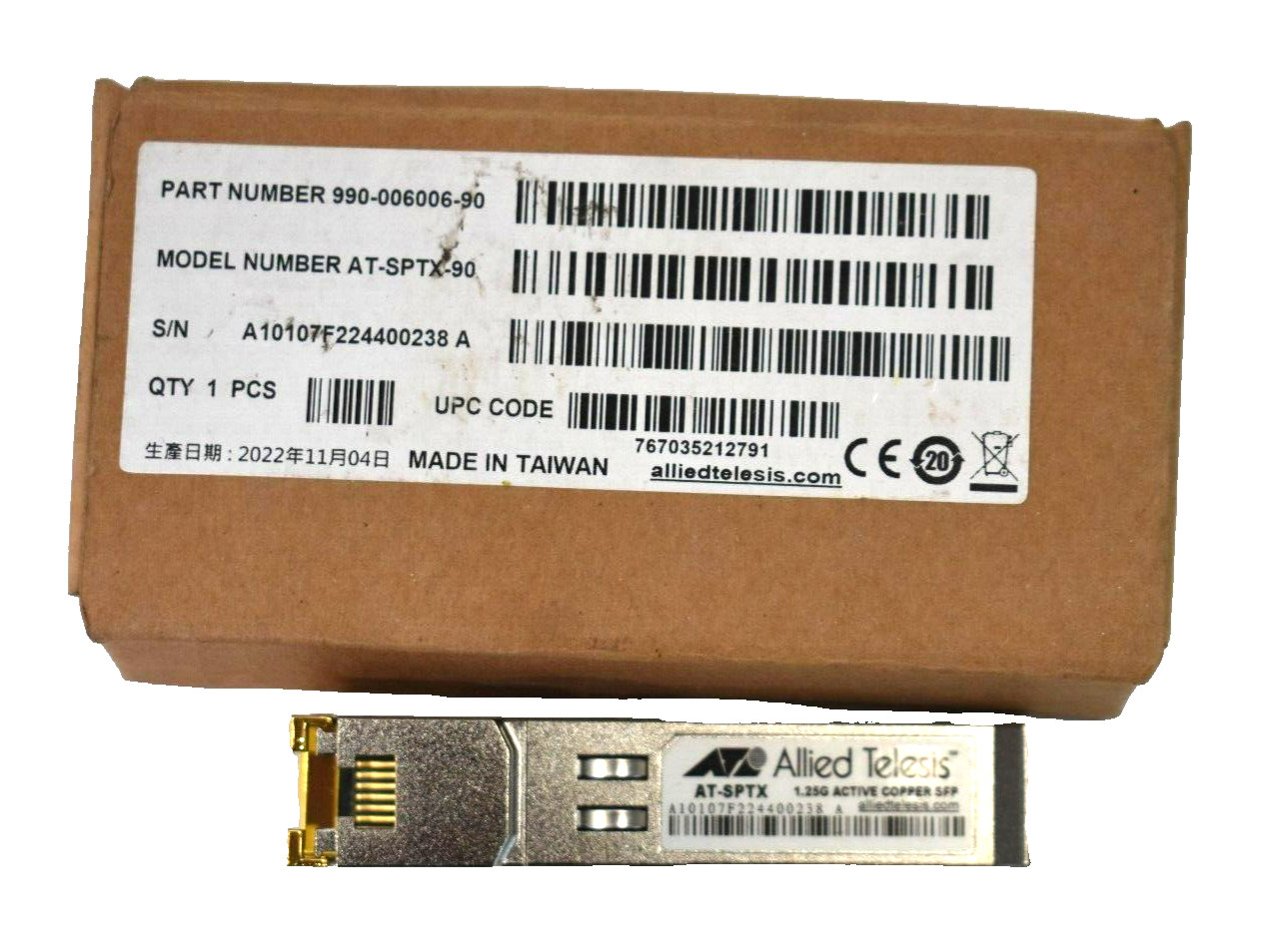 Allied Telesis AT-SPTX Mini GBIC Module 1.25G Copper AT-SPTX-90 990-006006-90
