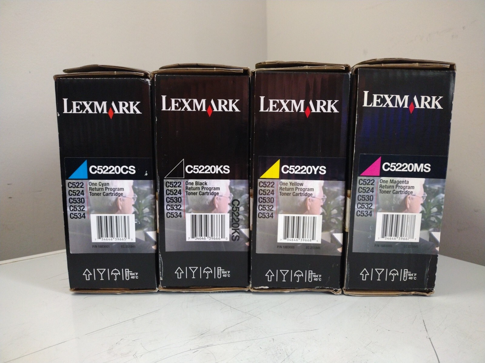 Set of 4 Genuine Sealed LEXMARK C5220KS C5220MS C5220CS C5220YS TONERS C522 C524