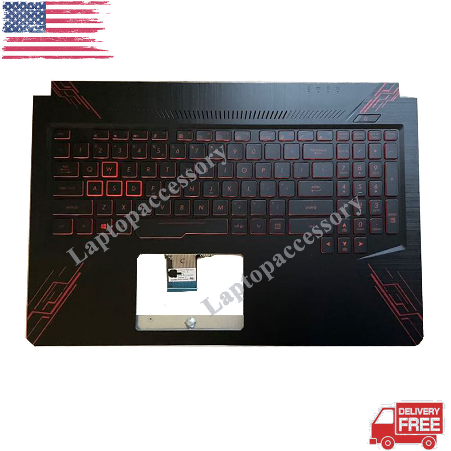 New For ASUS TUF Gaming FX504 FX504G FX80 FX80G Palmrest Red Backlit Keyboard US
