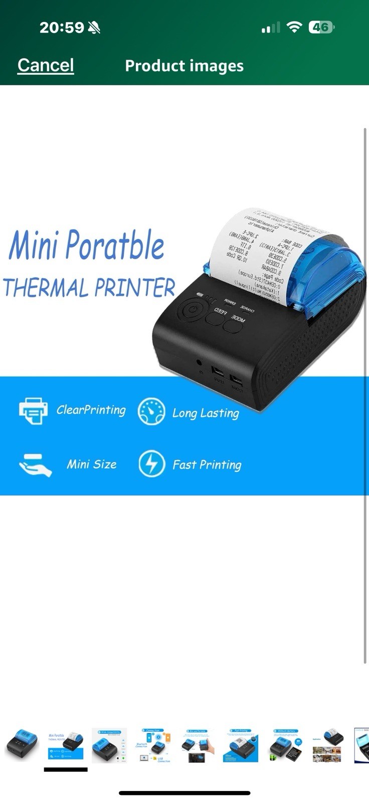 Mini Receipt Printer,58mm Portable Bluetooth Mobile Thermal Printer Compatibl
