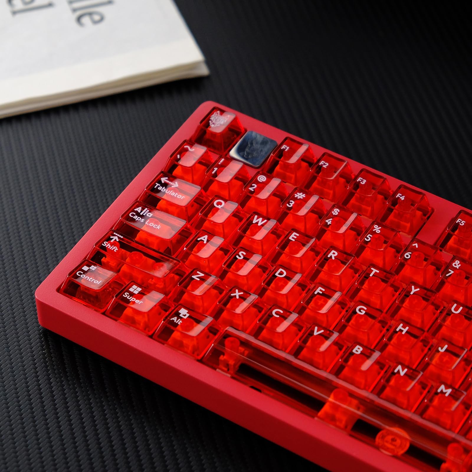 114 Keys Transparent Keycaps PC Cherry Profile Red Crystal Clear Keycap Set