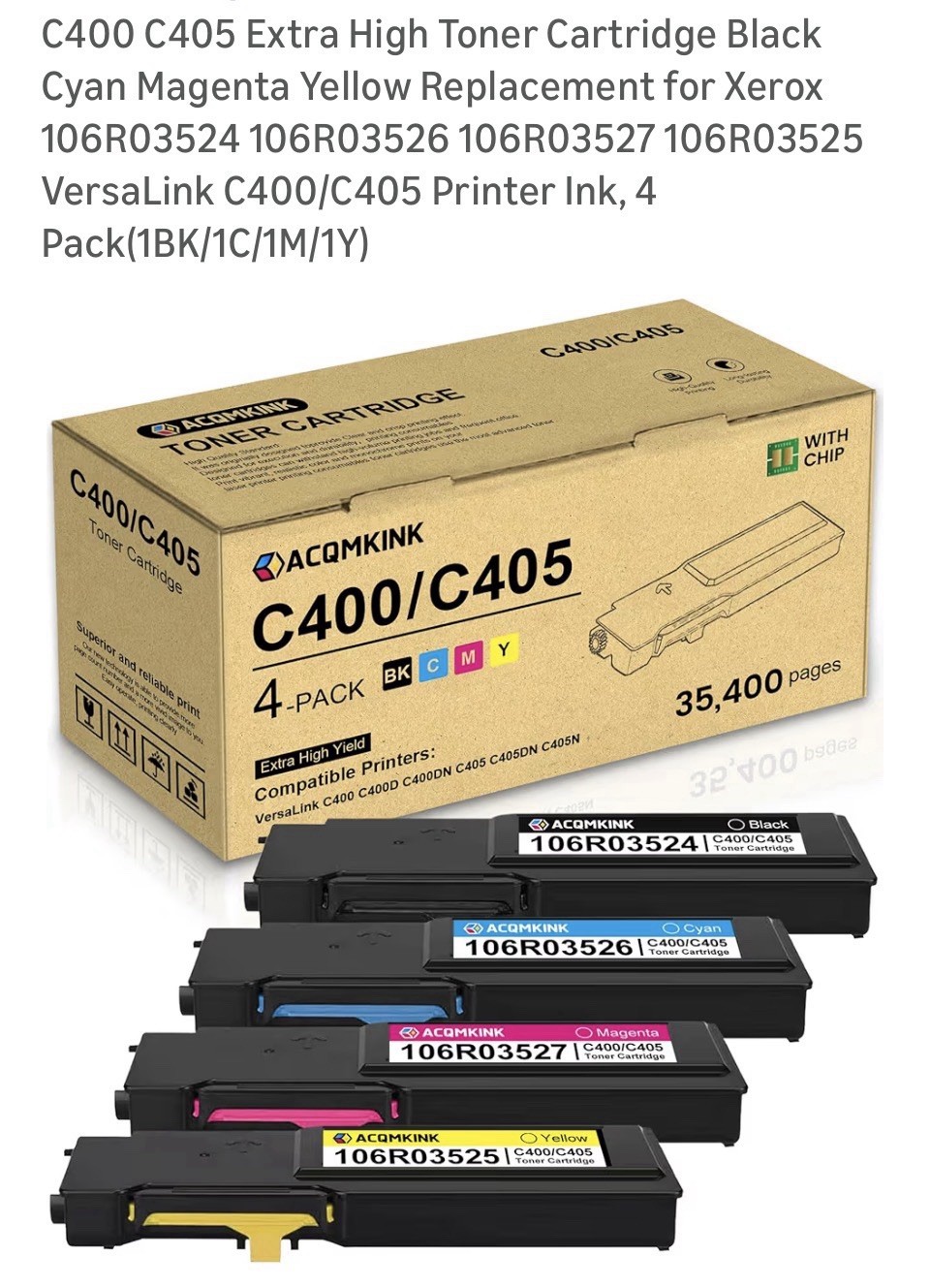 C400 C405 Extra High Toner Cartridge Black Cyan Magenta Yellow Replacement...