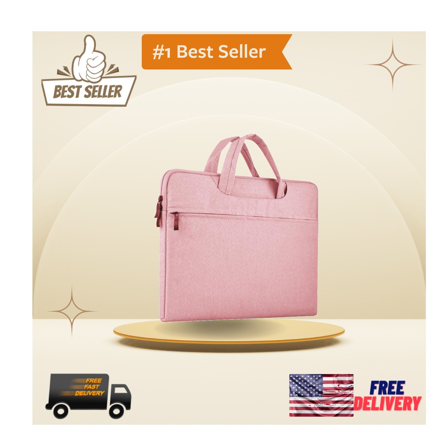 Elegant Pink 15.6-Inch Laptop Bag with Dual Handles - Perfect for Business