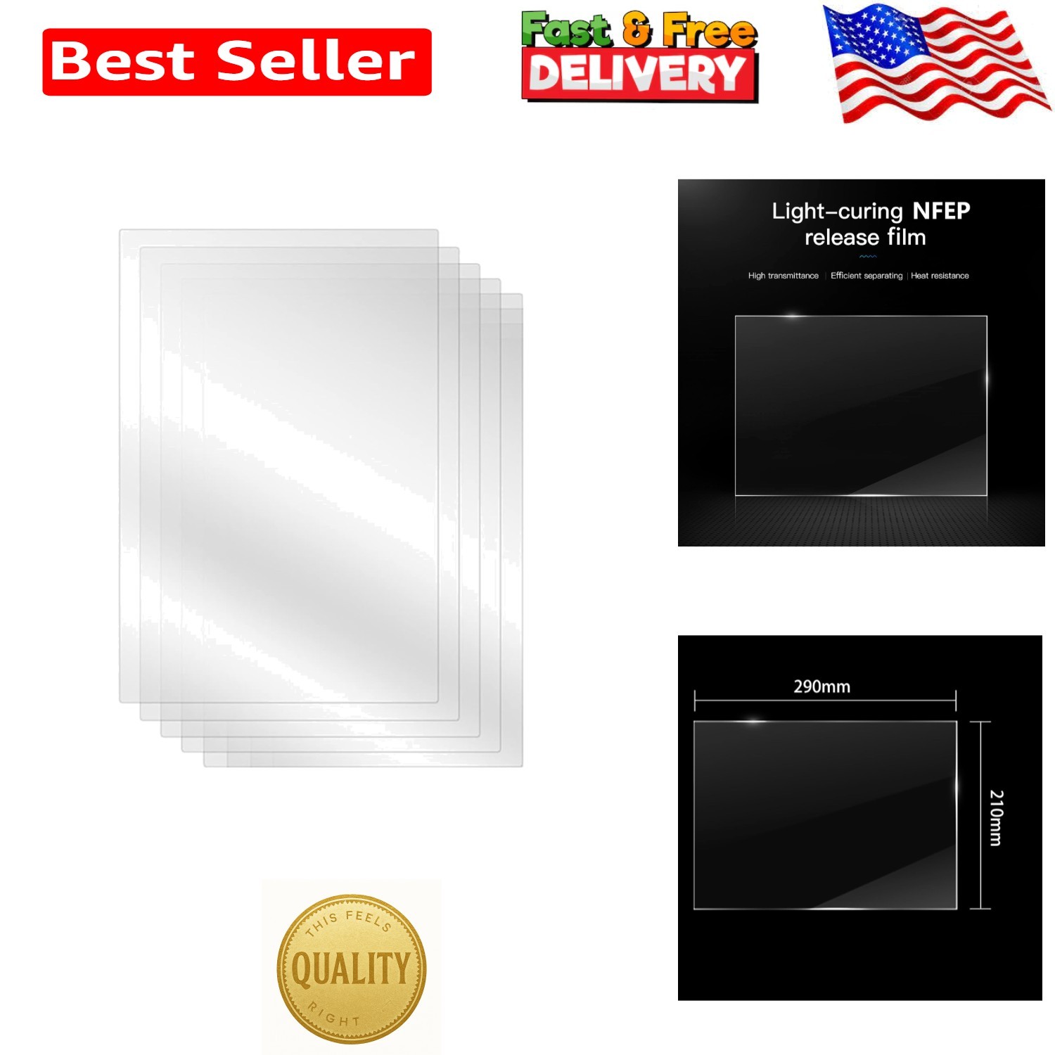 High-Performance nFEP Release Film Set for LCD and DLP Printers - 290x210mm