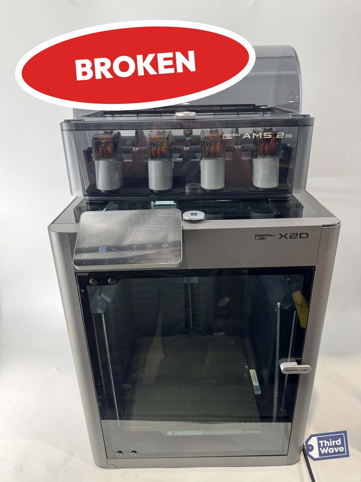 (BROKEN) Bambu Lab X2D Combo 3D Printer Gray Wi-Fi Built-in Camera FDM X2D Combo