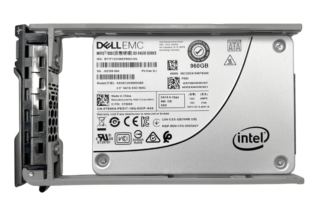 Dell EMC 0T50K8 Intel D3-S4510 960GB SATA 2.5" Enterprise SSD 91-97% HEALTH
