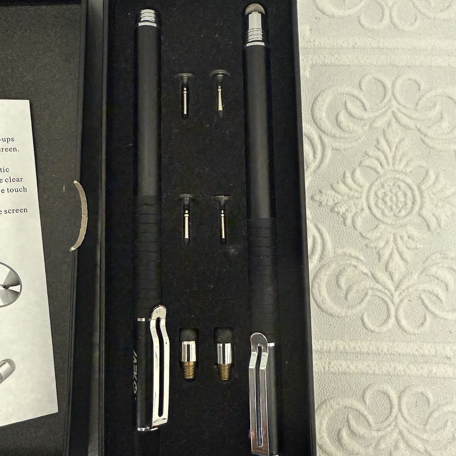 MEKO HIGH SENSITIVITY STYLUS, 2 PACK WITH REPLACEMENT TIPS, BLACK