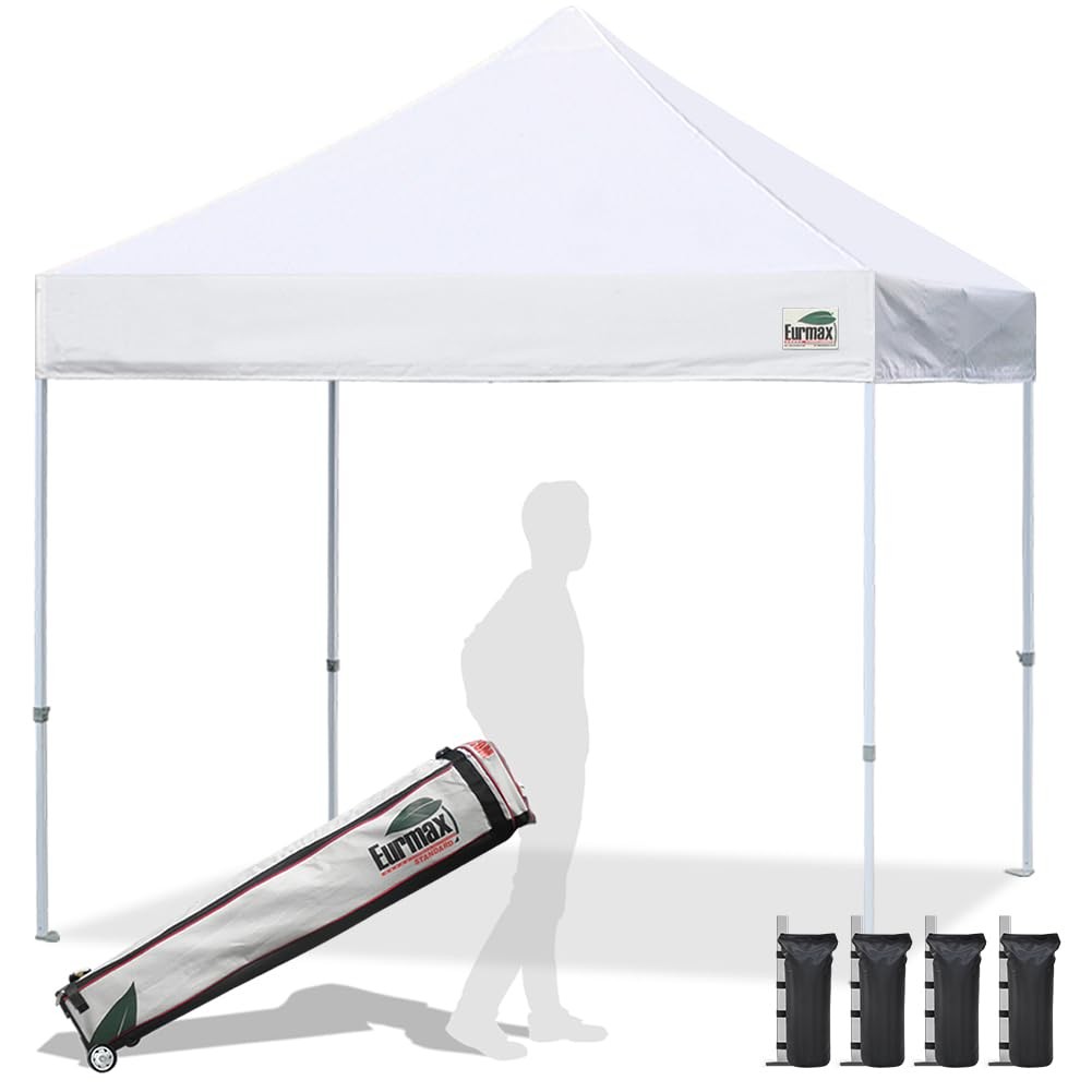 Eurmax USA Standard 10x10ft Patio Pop Up Canopy Tent for Outdoor 10x10, White 