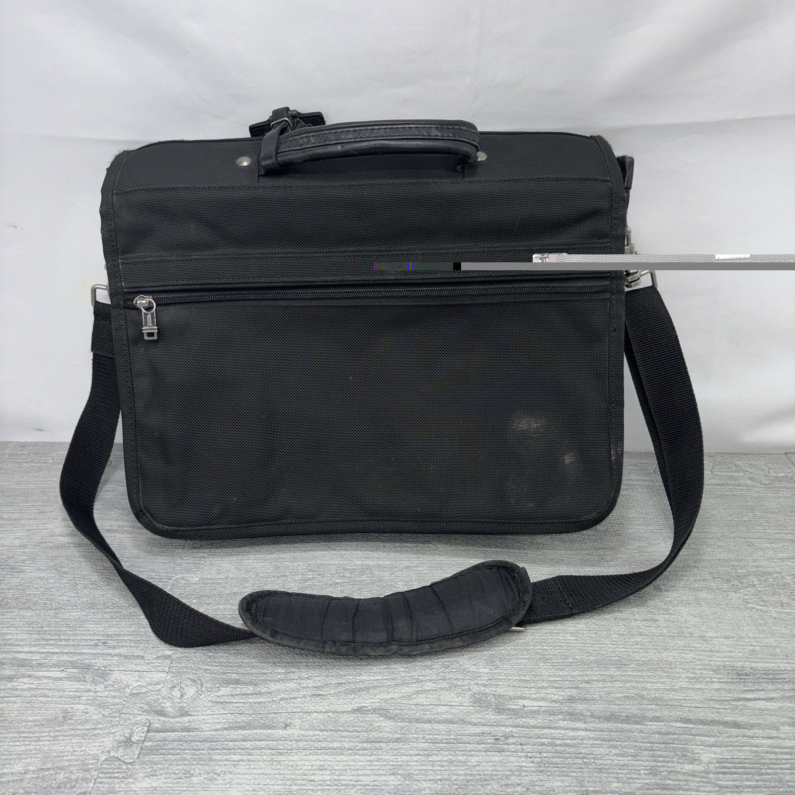TUMI Alpha Black Ballistic Nylon Expandable Laptop Briefcase Messenger Bag